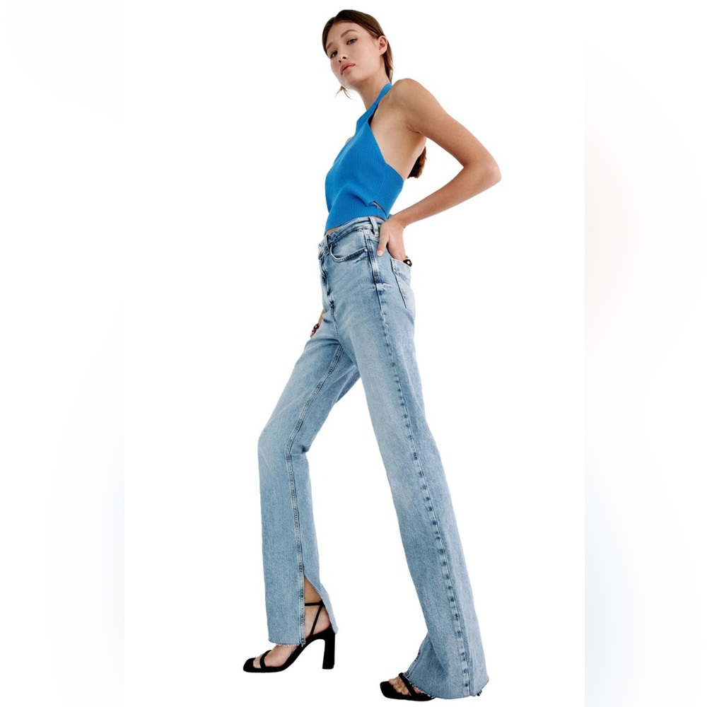 Zara Z1975 High Rise Slim Flared Jeans Size 27 / US 4 - Mid-Blue